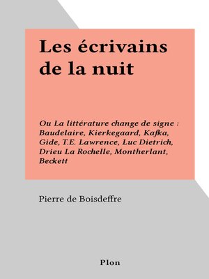 cover image of Les écrivains de la nuit